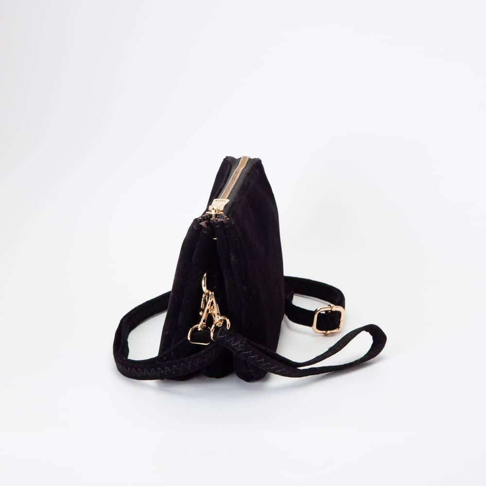 Black Faux Suede Crossbody Bag