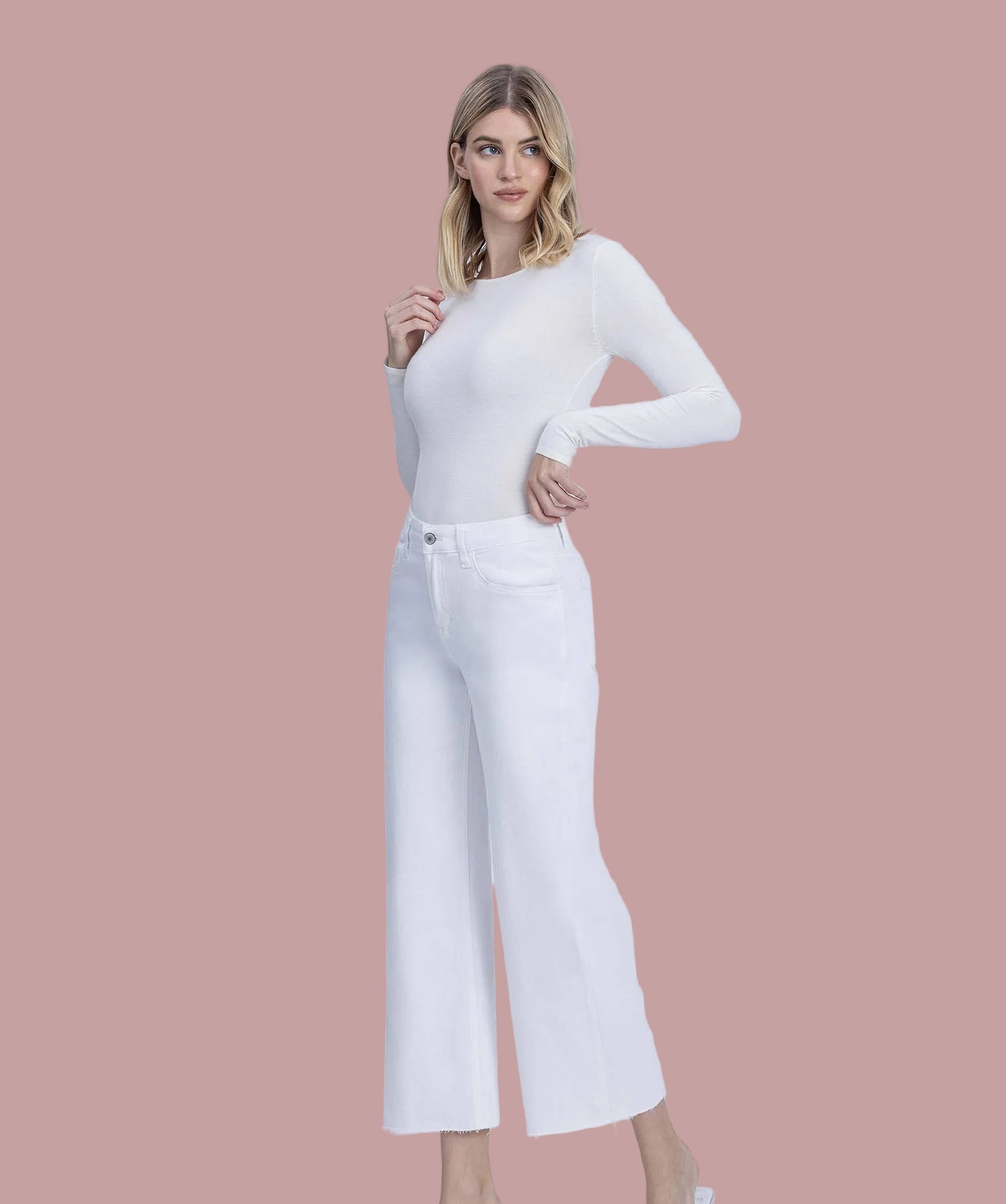 High Rise Optic White Crop Wide Leg Jeans