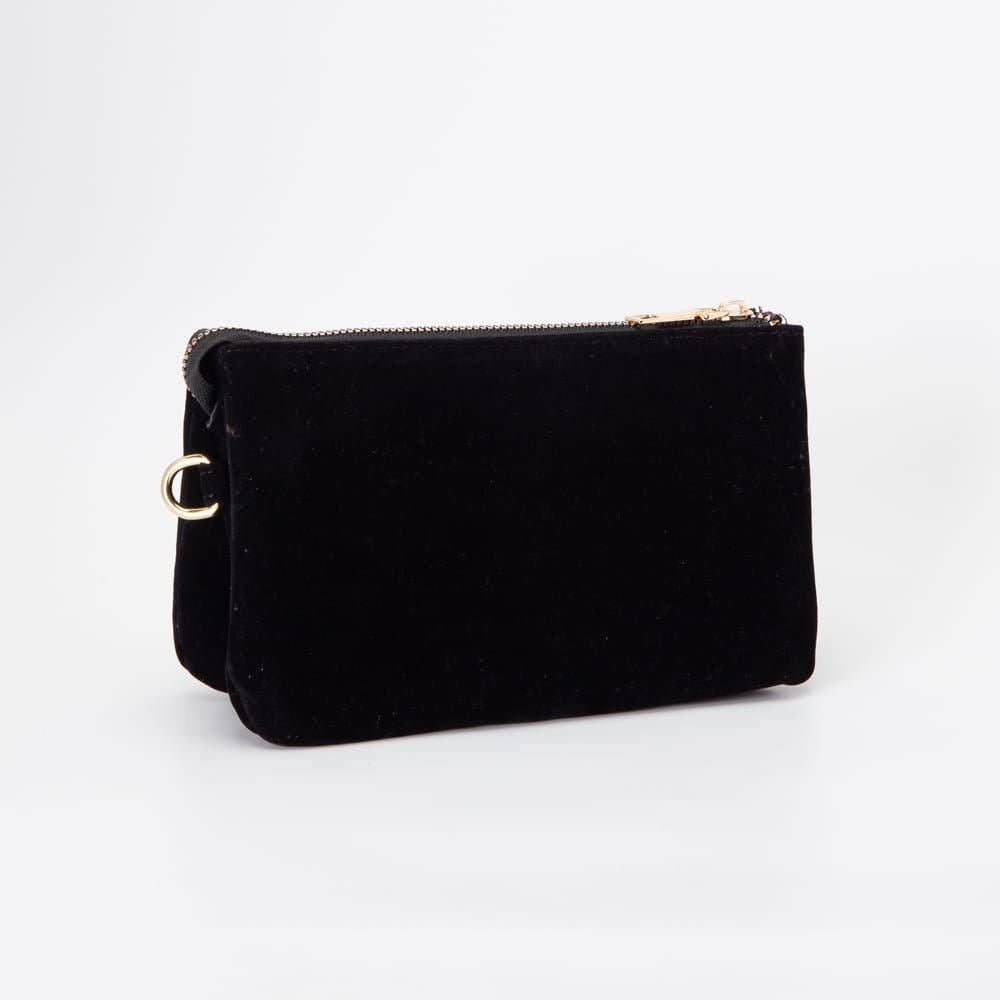 Black Faux Suede Crossbody Bag
