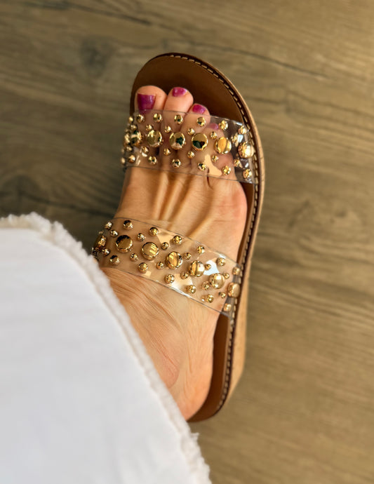 Yes Please Gold Studded Wedge