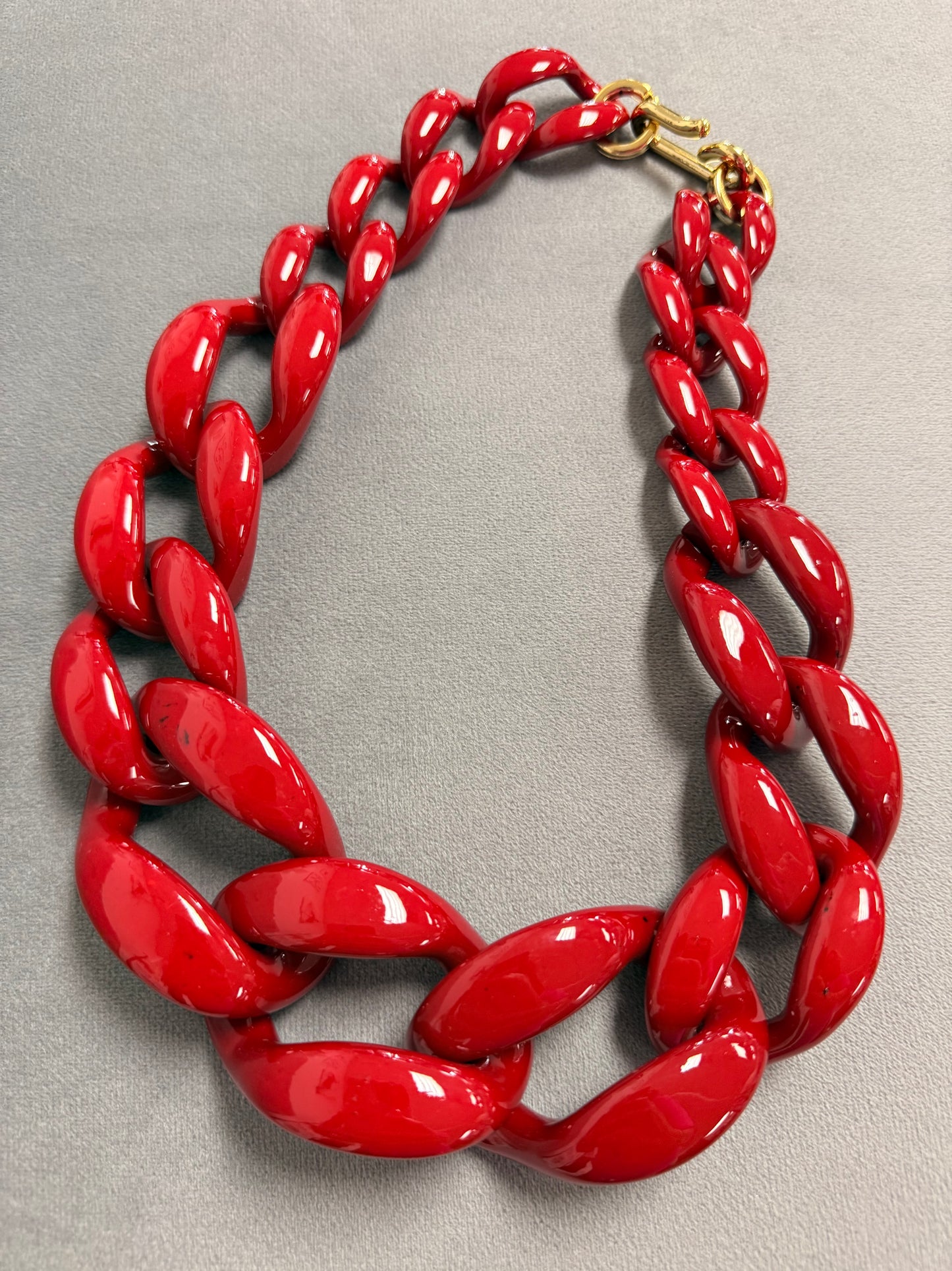 Dark Red Linked Chain Necklace