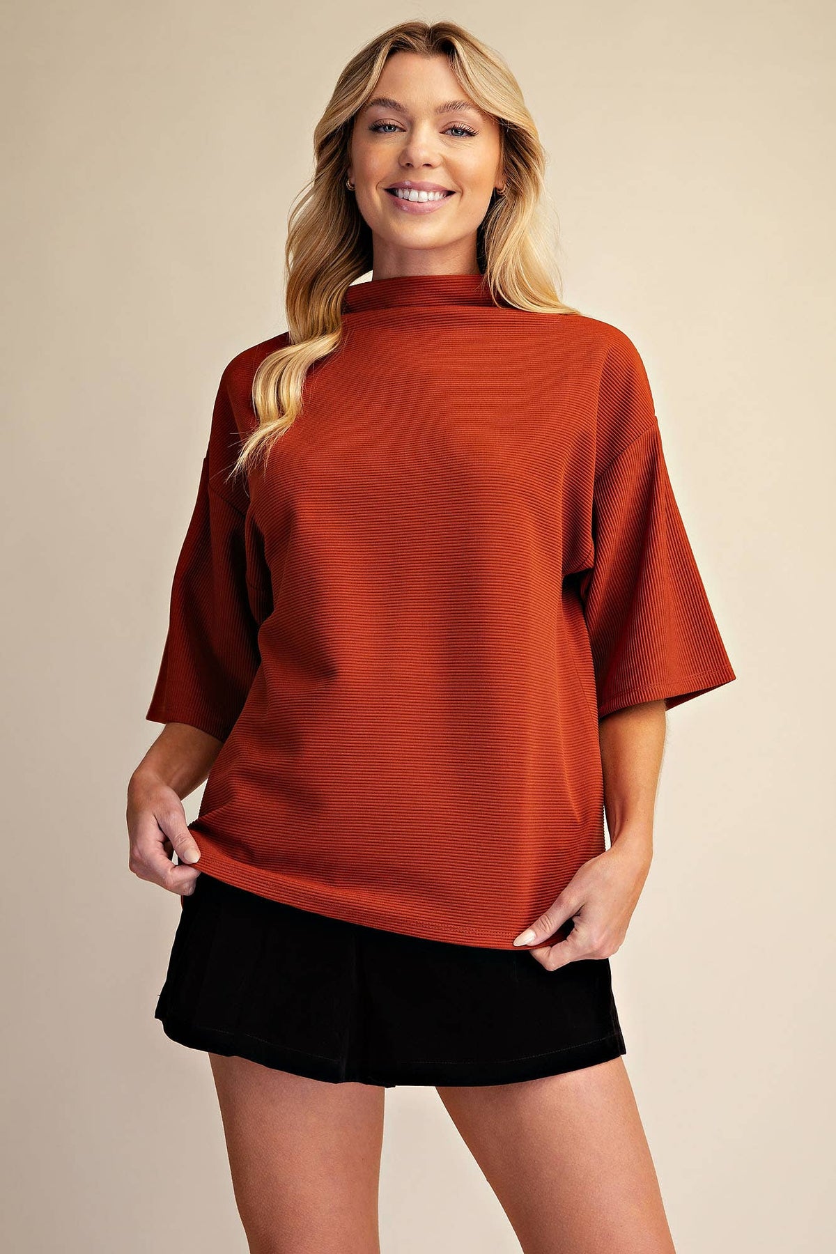 Spiced Mock Turtleneck Pullover Top