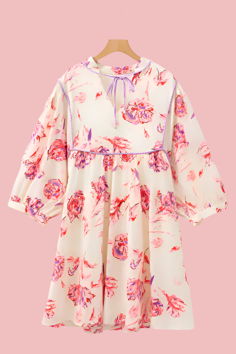 Off White Floral Print Dress