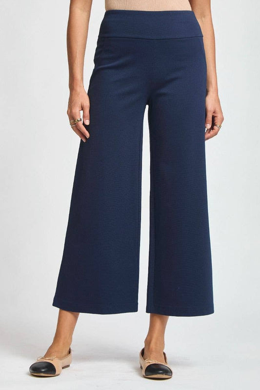 Navy High Waisted Magic Wide Crop Pants