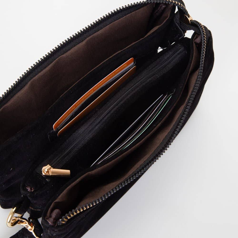 Black Faux Suede Crossbody Bag