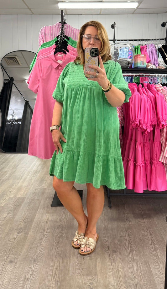 Lush Green Mineral Washed Dress