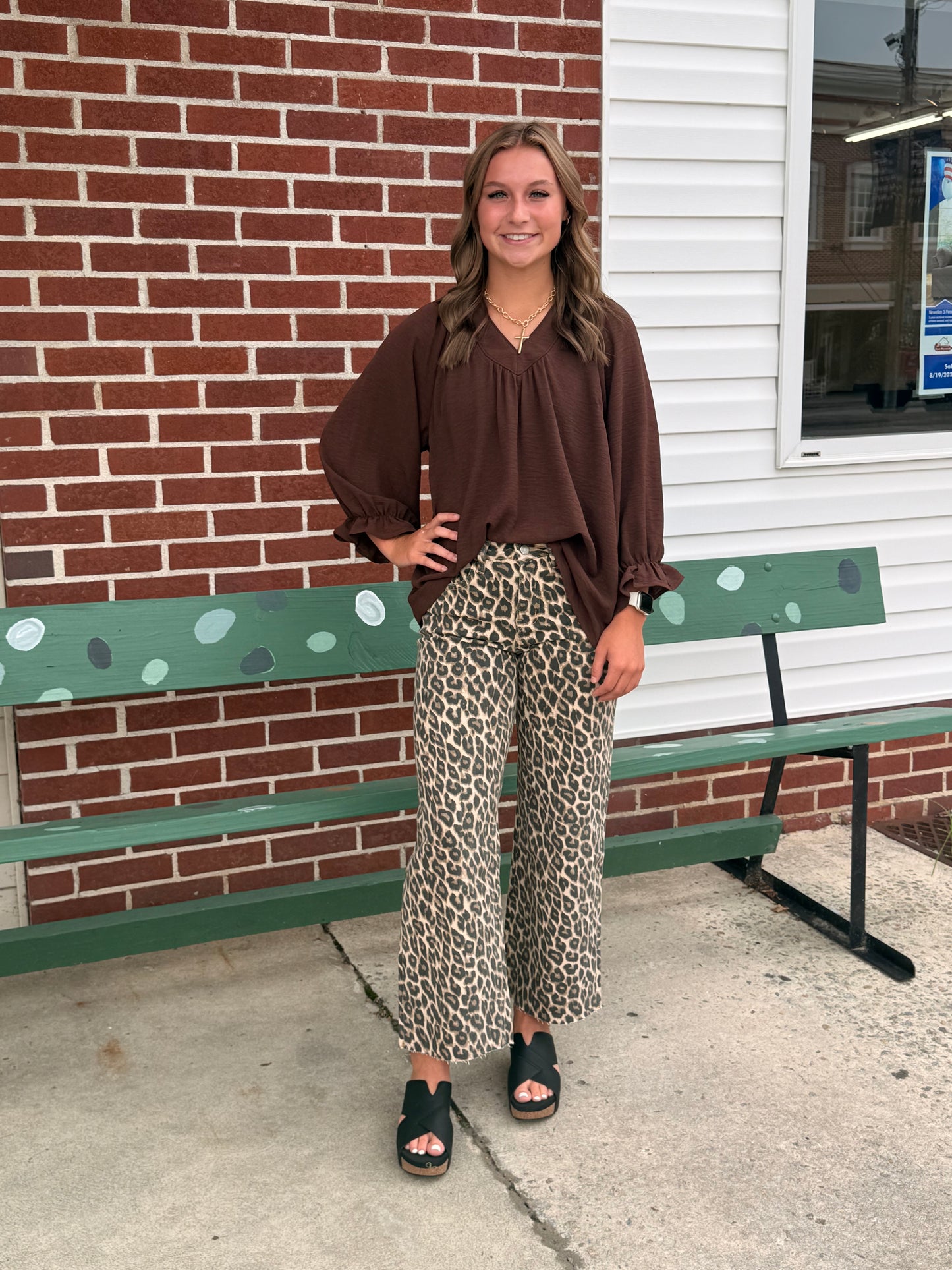 High Rise Animal Print Crop Wide Leg Jeans