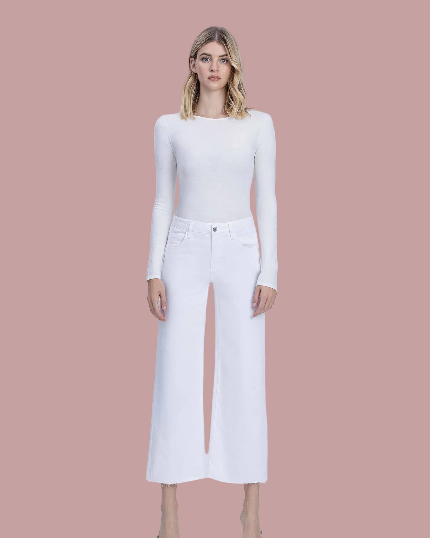 High Rise Optic White Crop Wide Leg Jeans