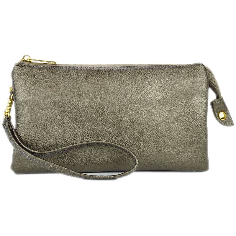 Pewter 3 Compartments Crossbody Bag