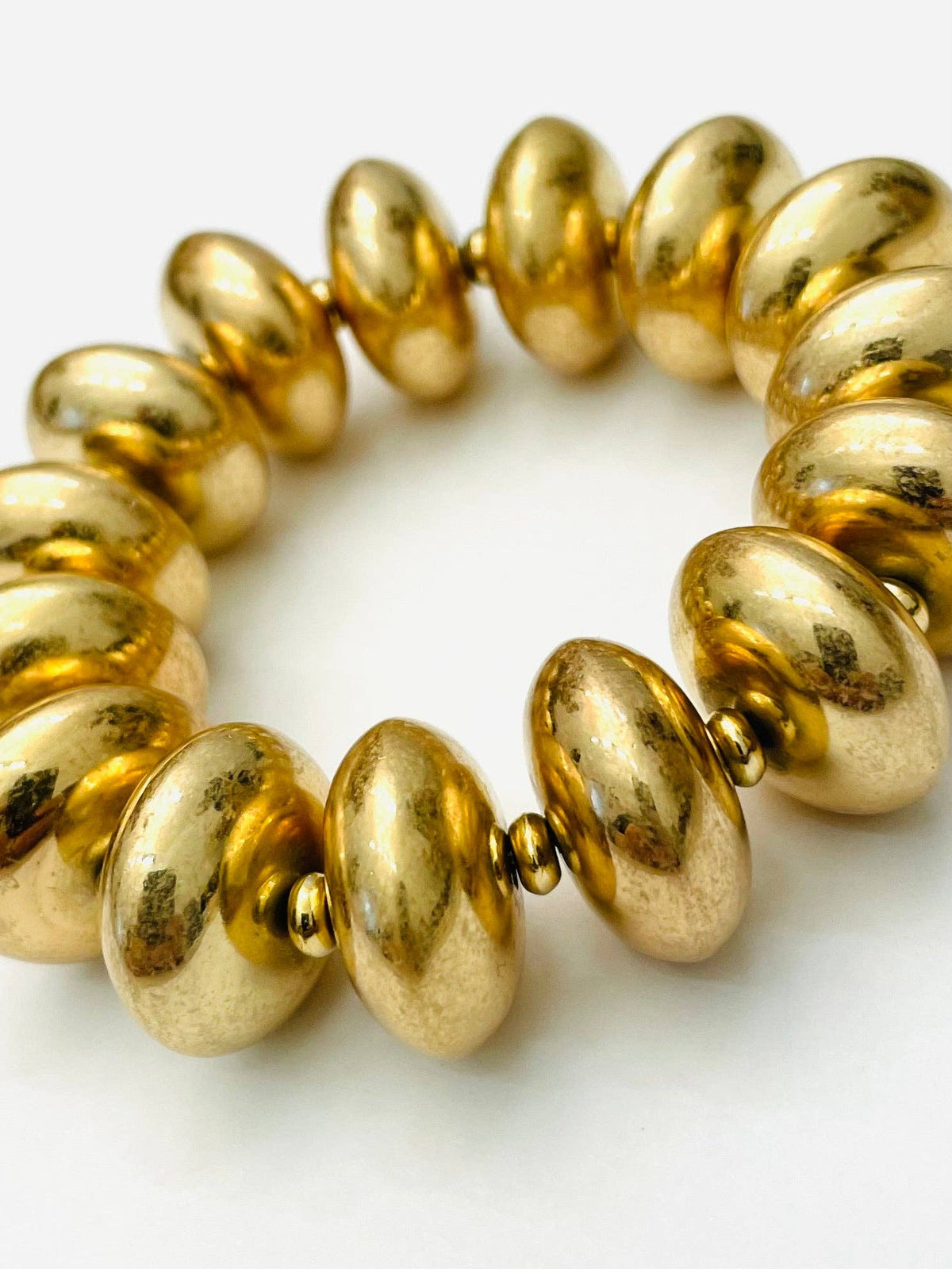 Worn Gold Thick Disc Bracelet