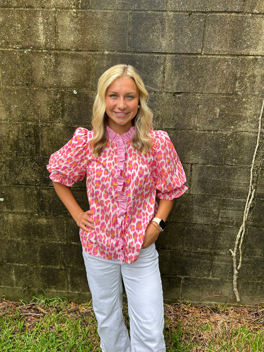 Pink Leopard Top