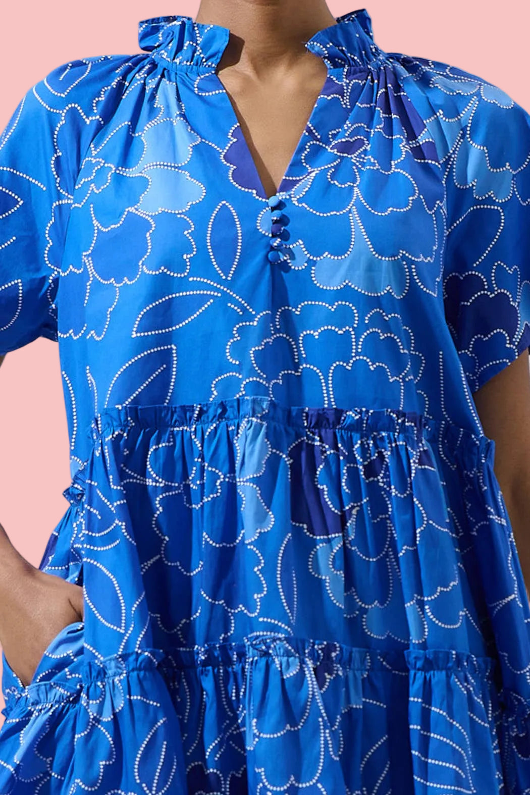 Maris Cobalt Floral Pallas Poplin Tiered Mini Dress