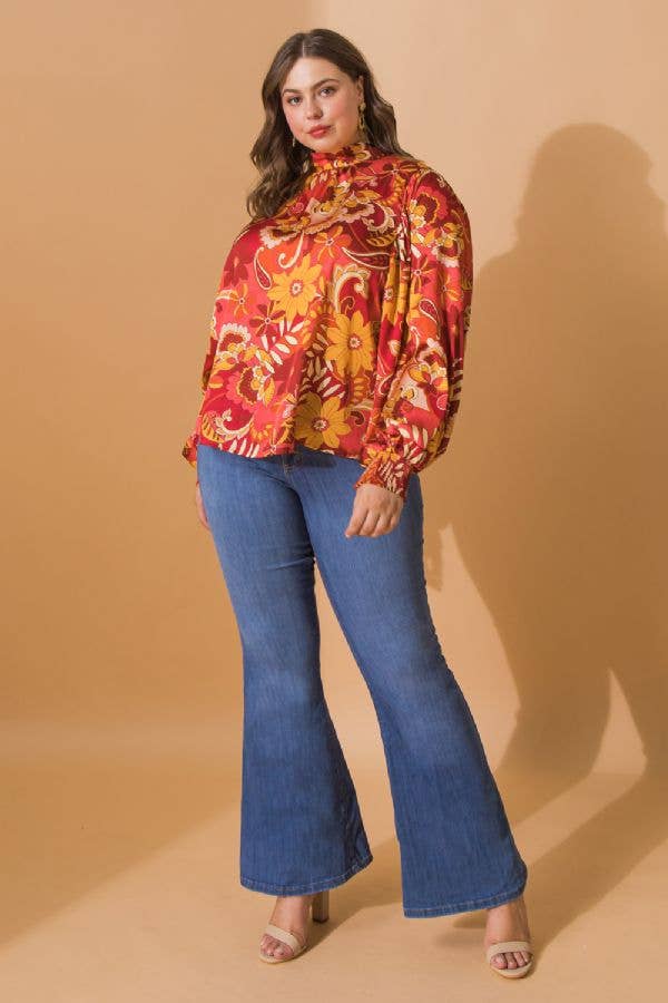 Burgundy Floral Woven Top