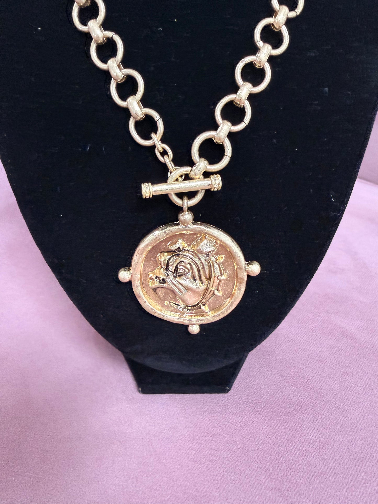 Bulldog Vintage Coin Necklace