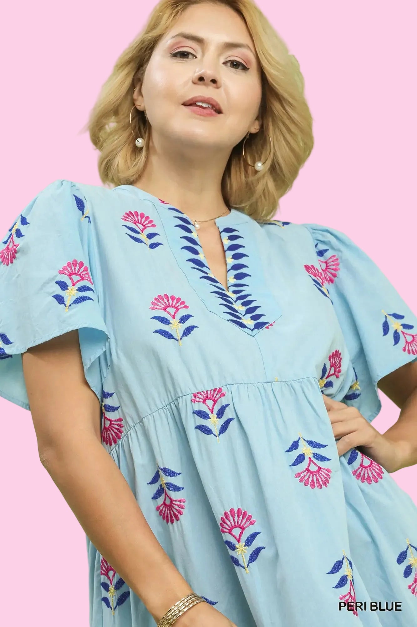 Peri Blue Embroidered Midi Dress