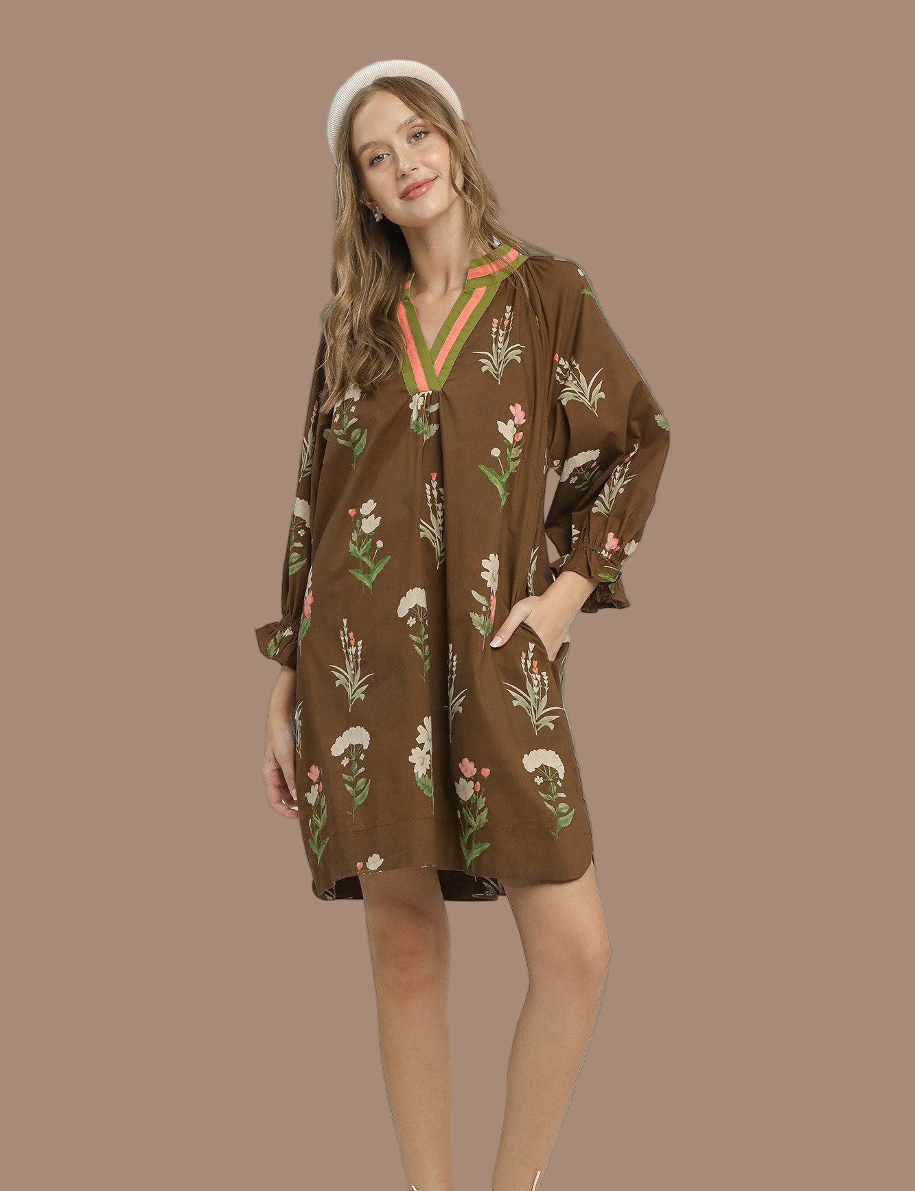 Floral Brown Mix Dress