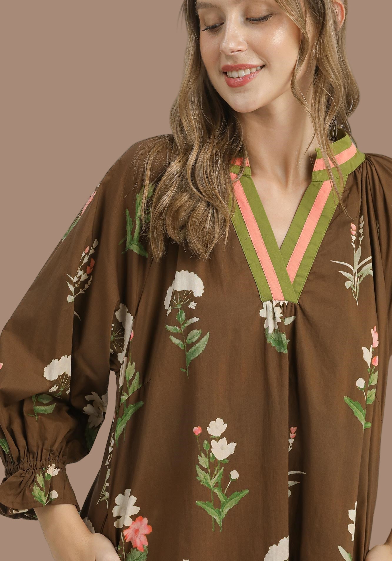 Floral Brown Mix Dress