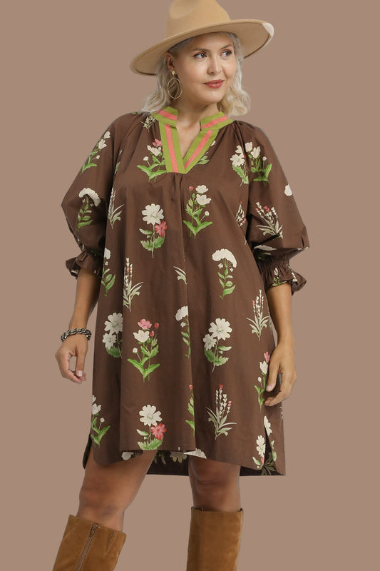 Floral Brown Mix Dress
