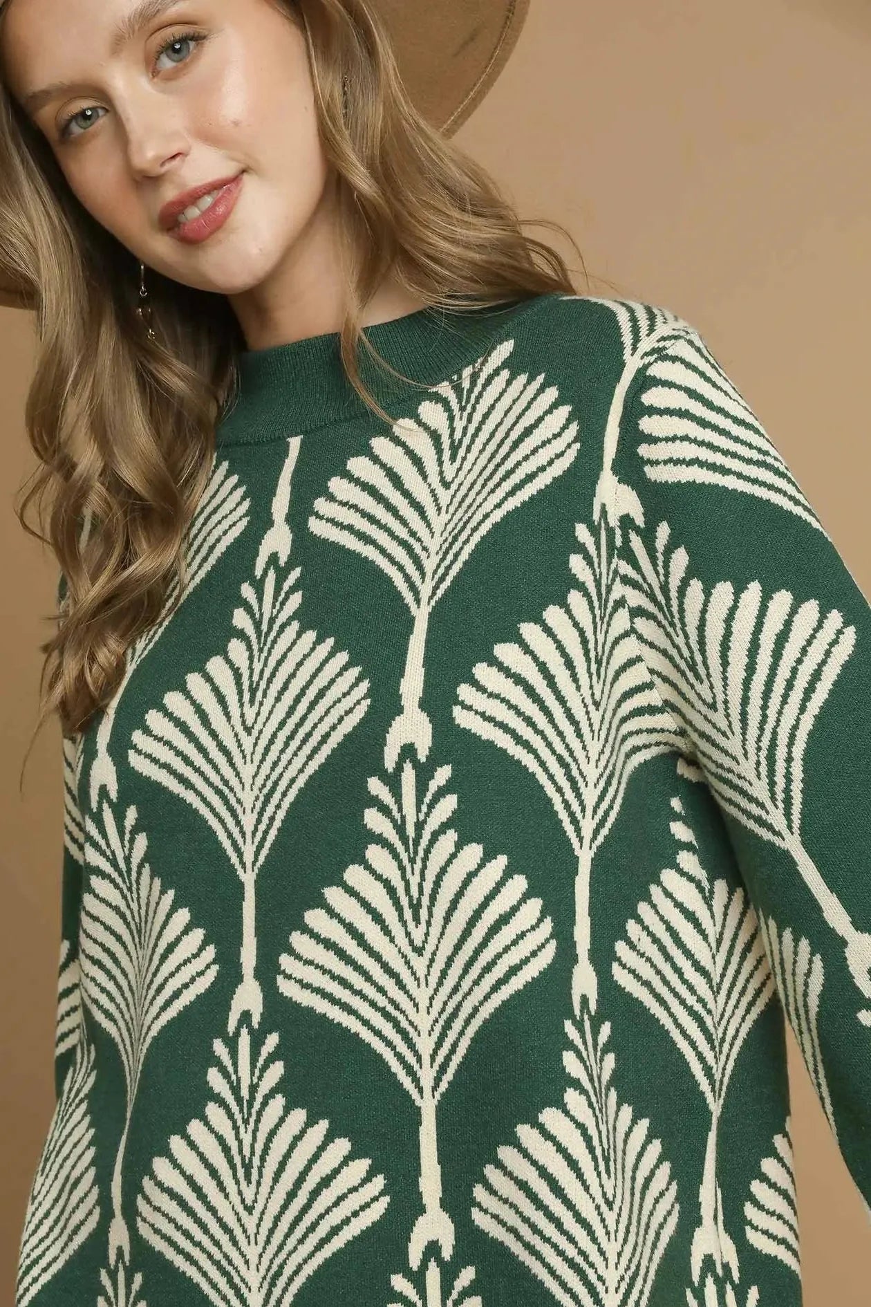 Evergreen Leaf 3/4 Sleeve Sweater