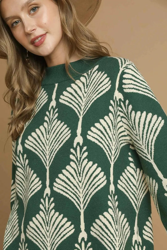 Evergreen Leaf 3/4 Sleeve Sweater