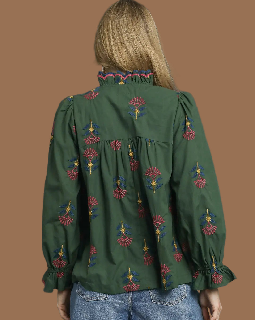 Evergreen Embroidered Top