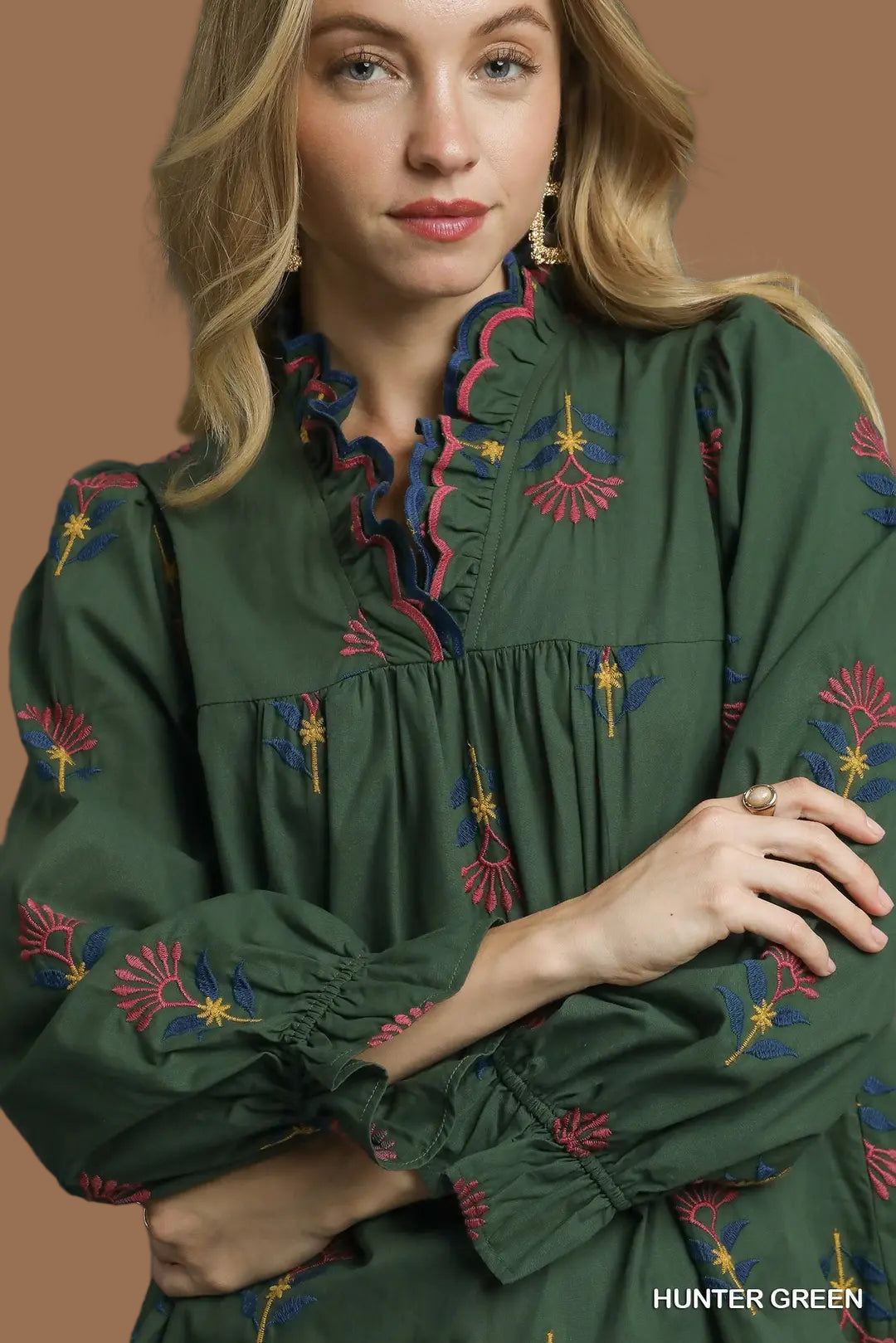Evergreen Embroidered Top