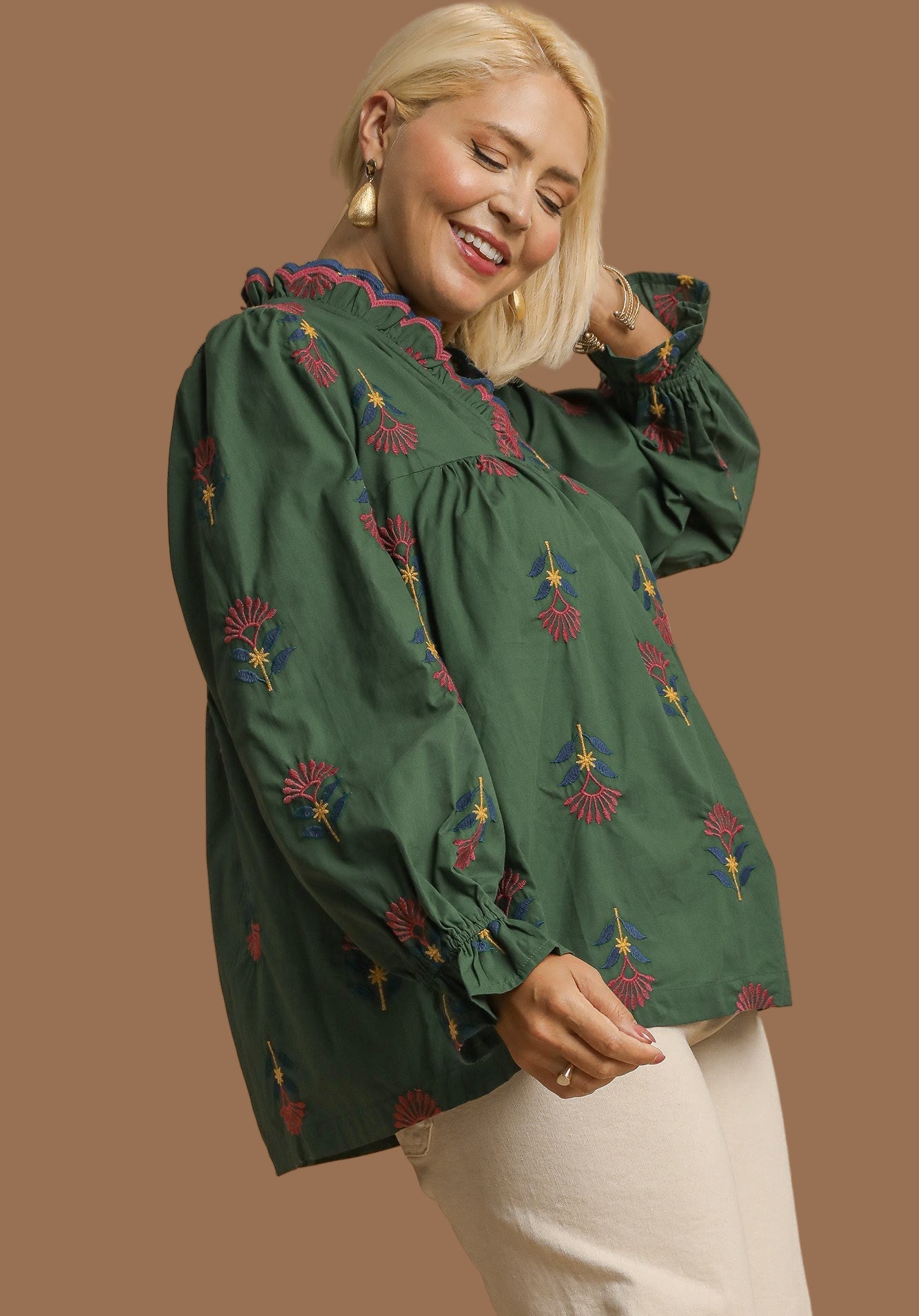 Evergreen Embroidered Top
