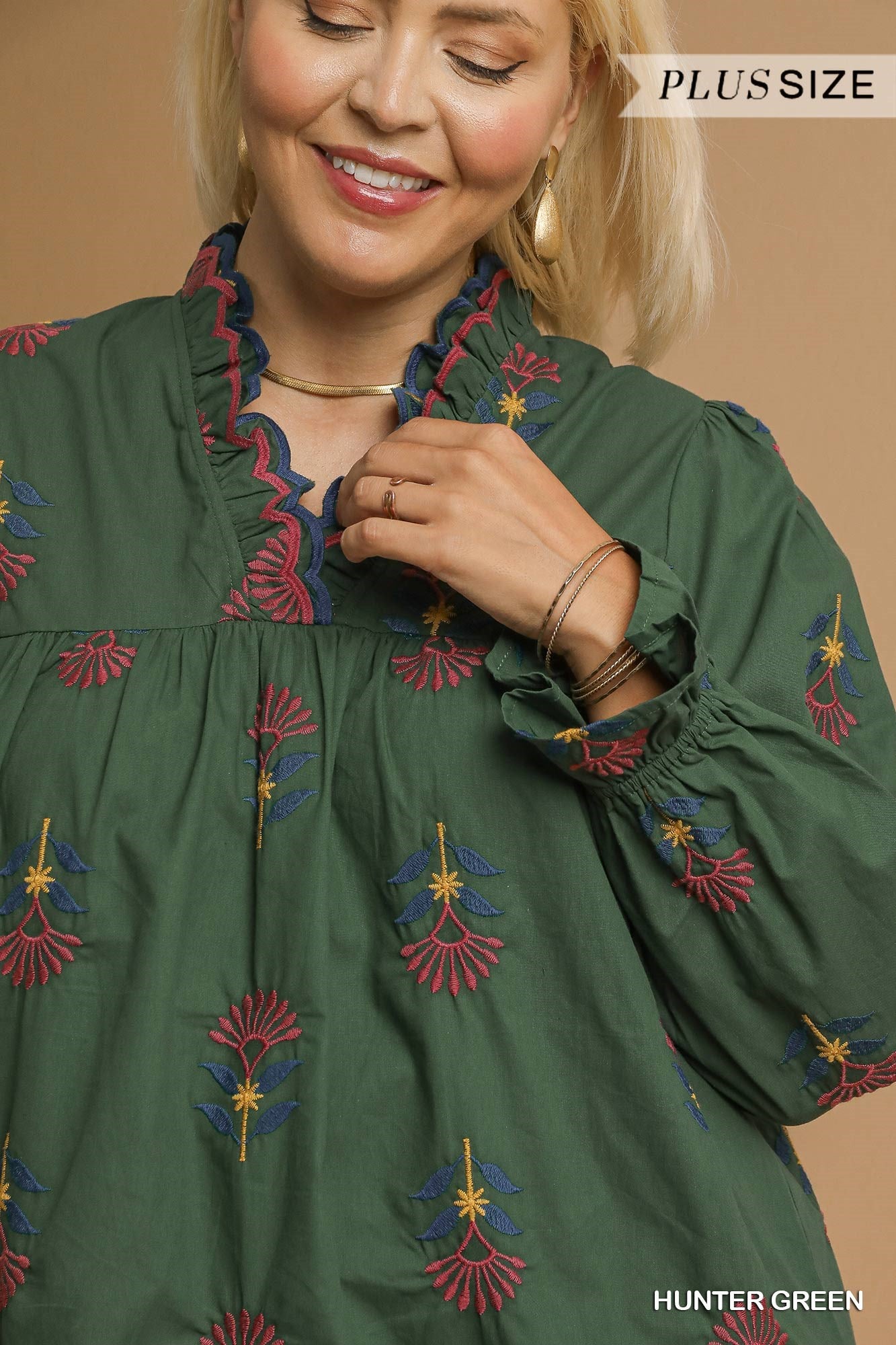 Evergreen Embroidered Top