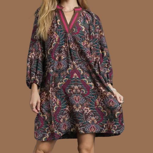 Coco Caramel Paisley Dress