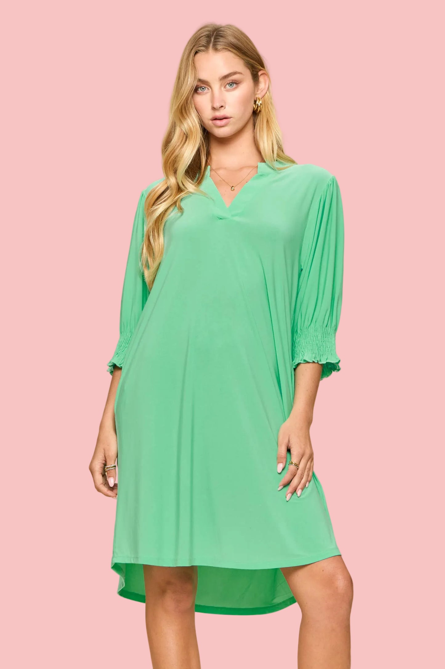 Aqua Mint Lizzy Collar Shirt Dress