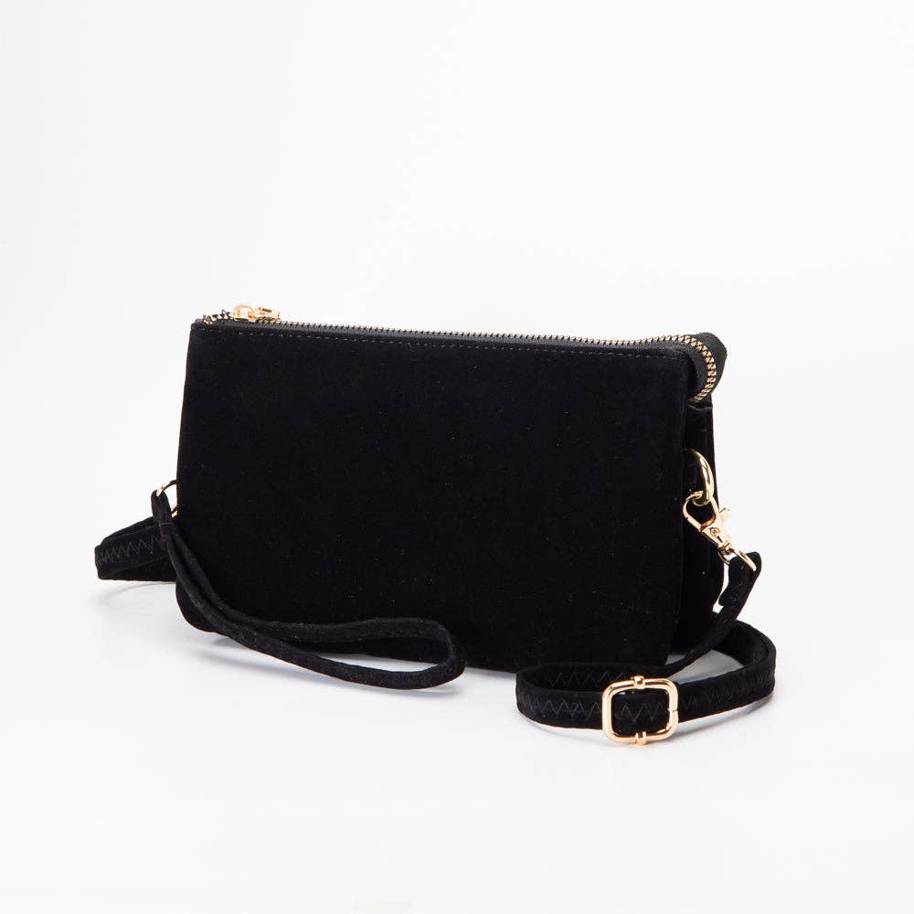 Black Faux Suede Crossbody Bag