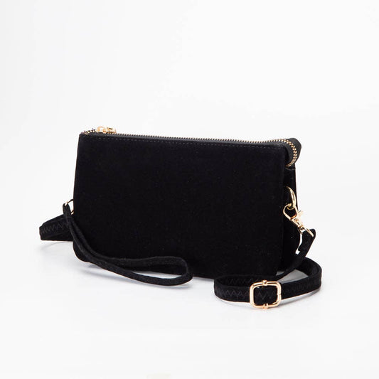Black Faux Suede Crossbody Bag