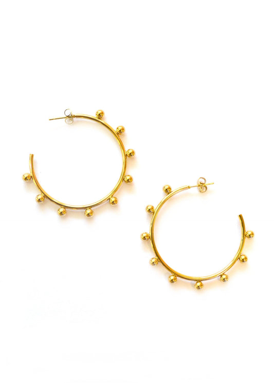 Gold Beaded Small Hoops