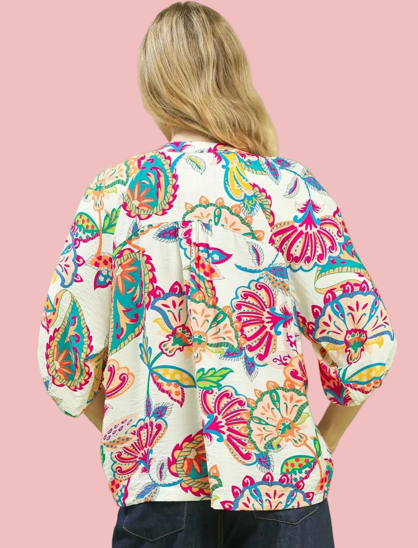 Cream Paisley Flower Top