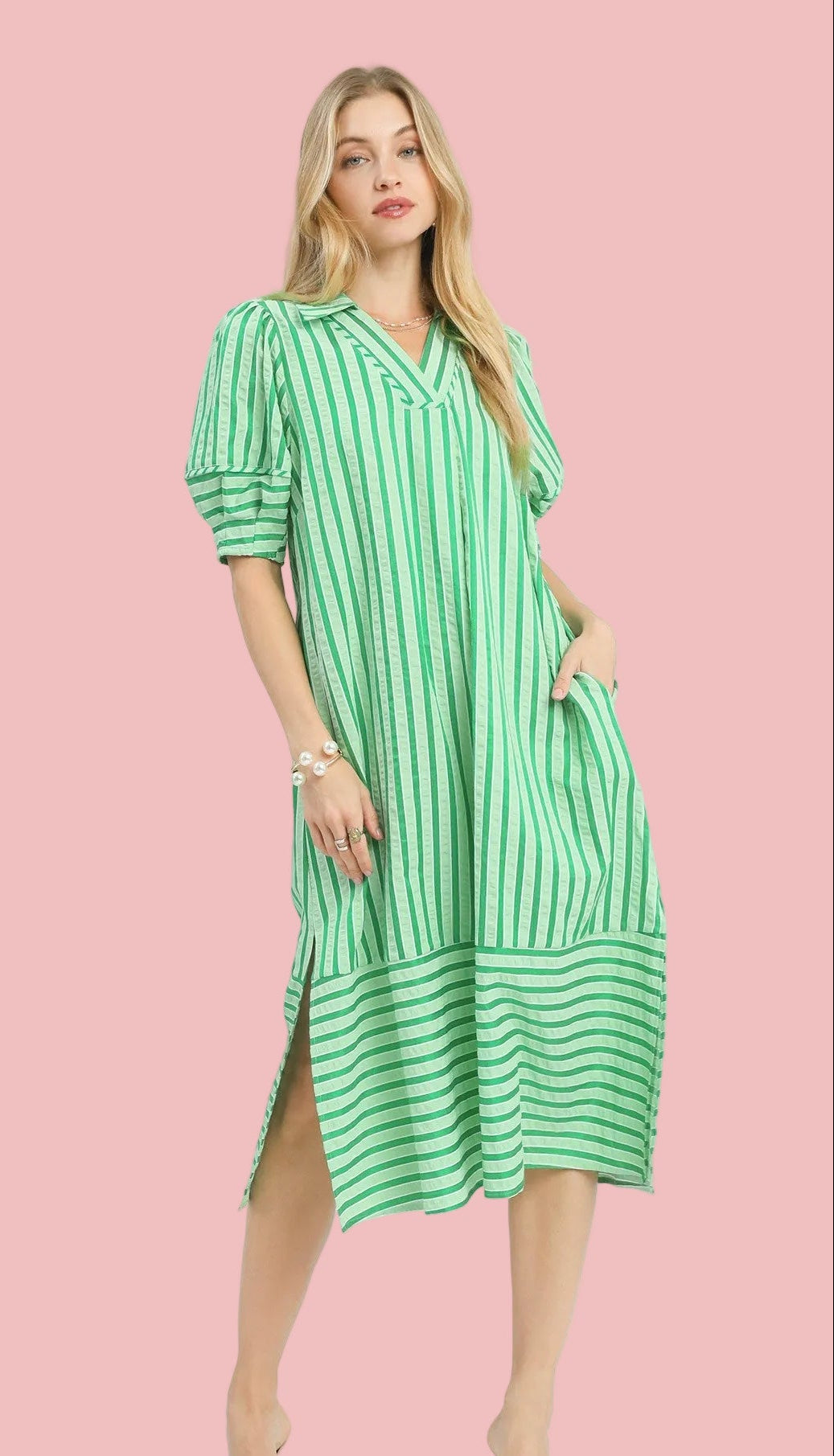 Lucky Green Stripe Midi
