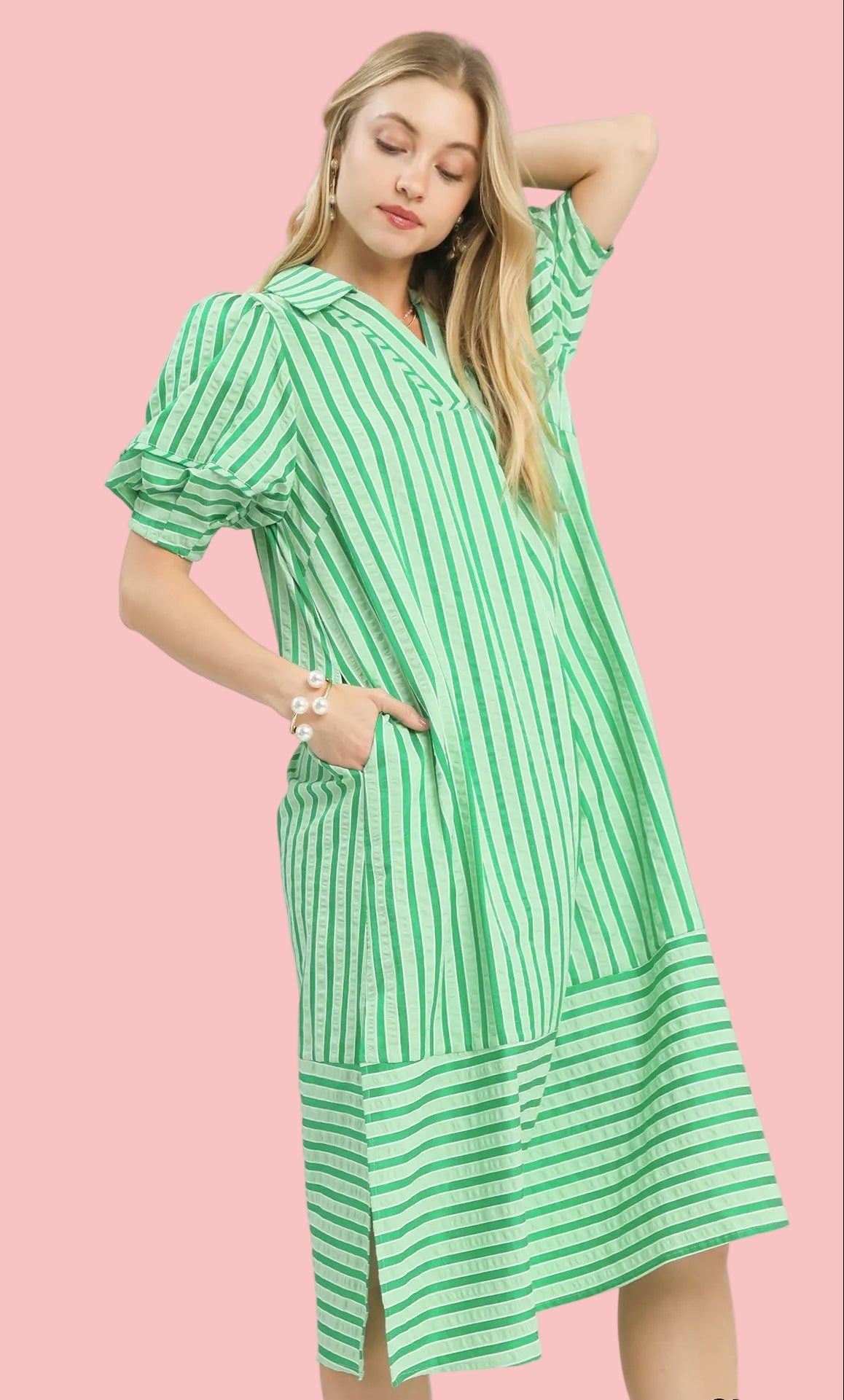 Lucky Green Stripe Midi