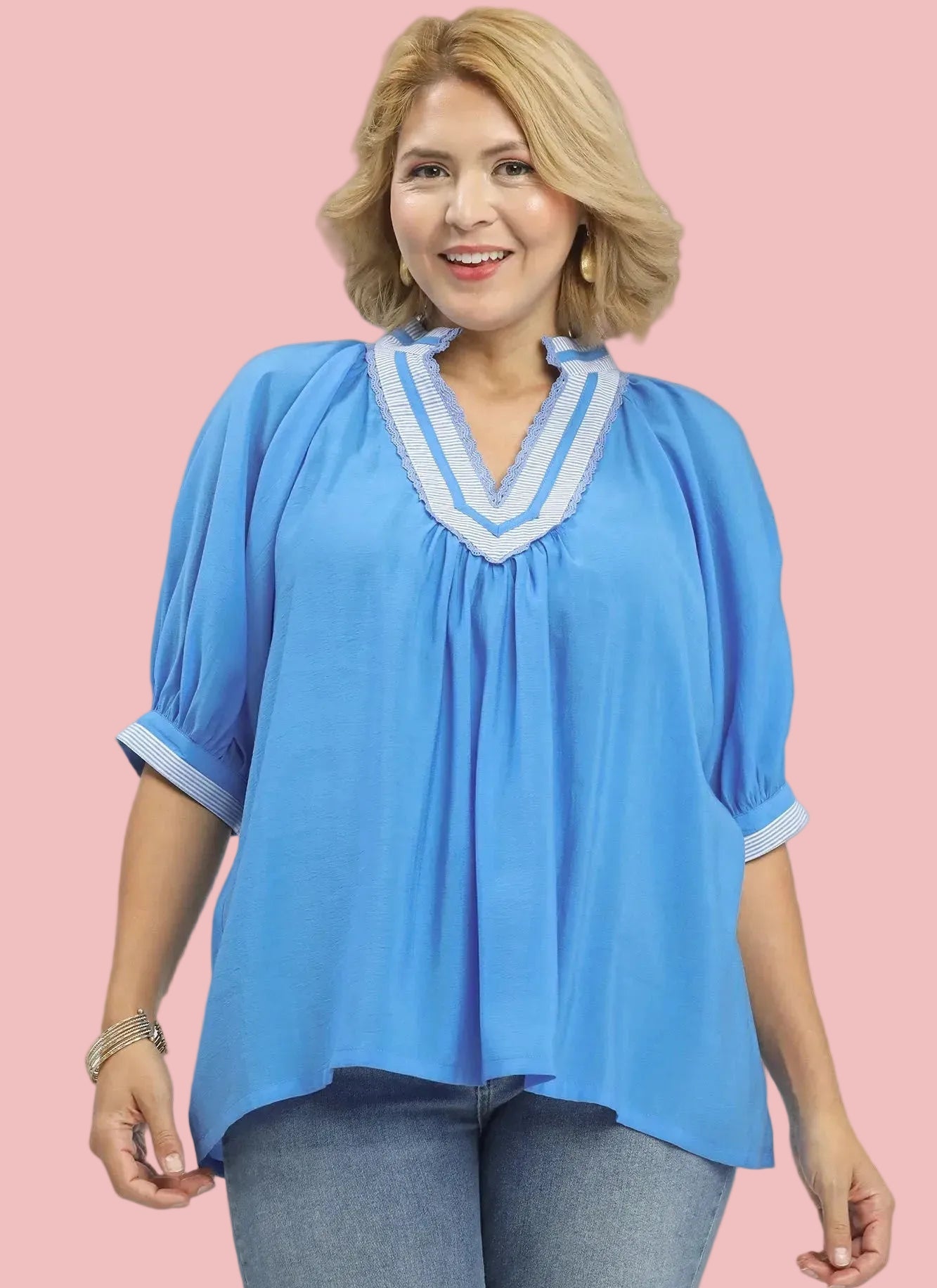 Blue Ocean Solid Contrast Top