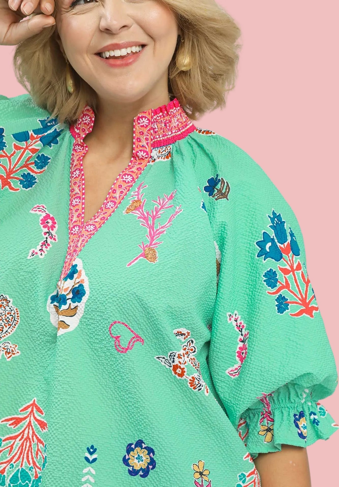 Floral Mint Mix Top
