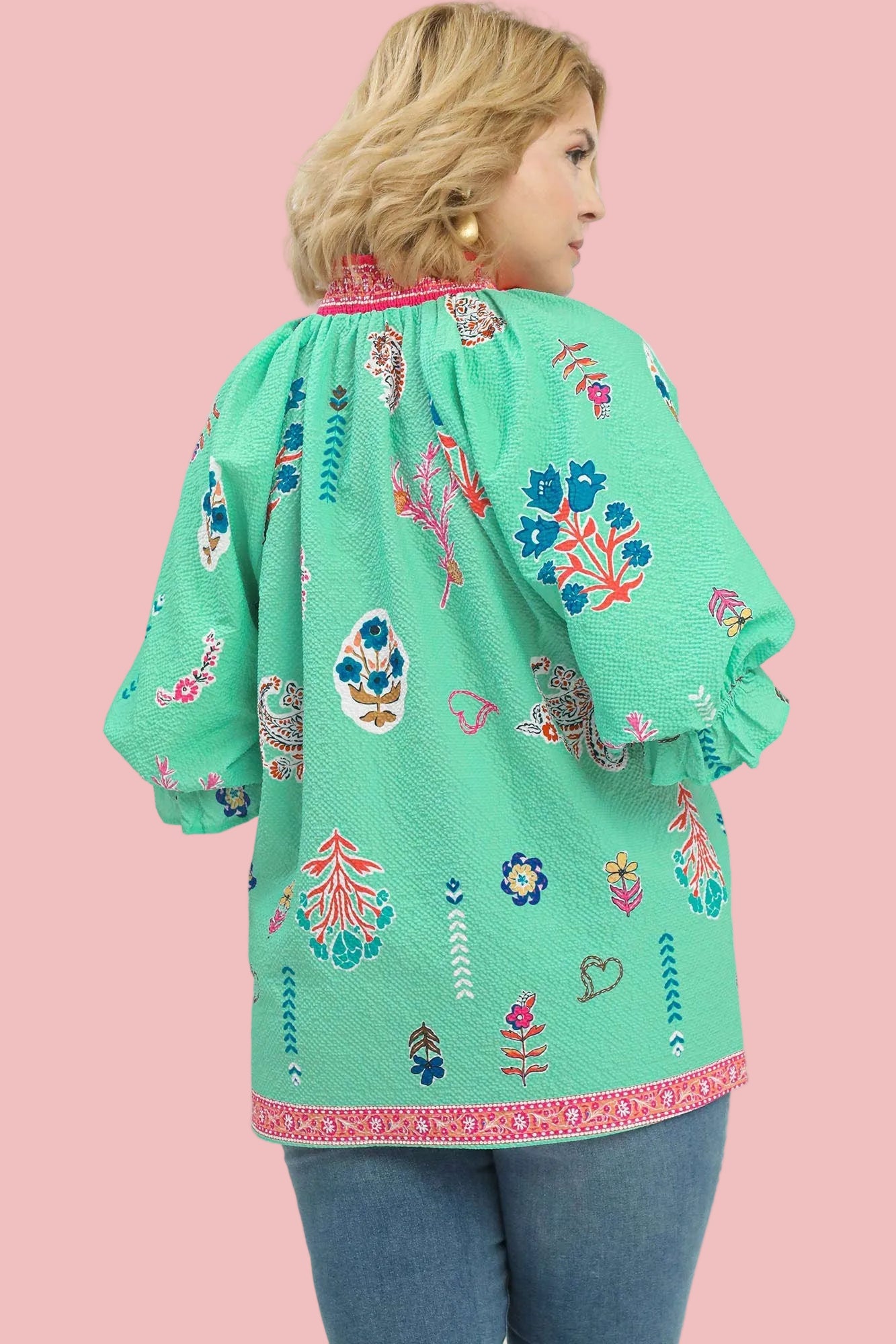 Floral Mint Mix Top