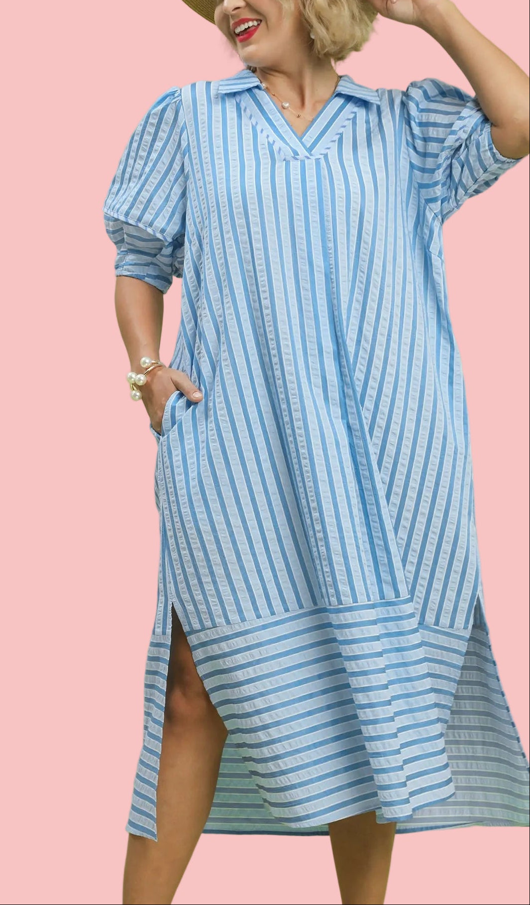 Charming Blue Stripe Midi