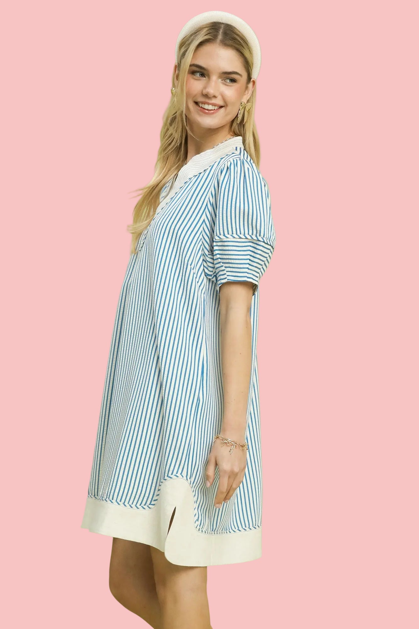 Precious Blue Pinstripe Dress