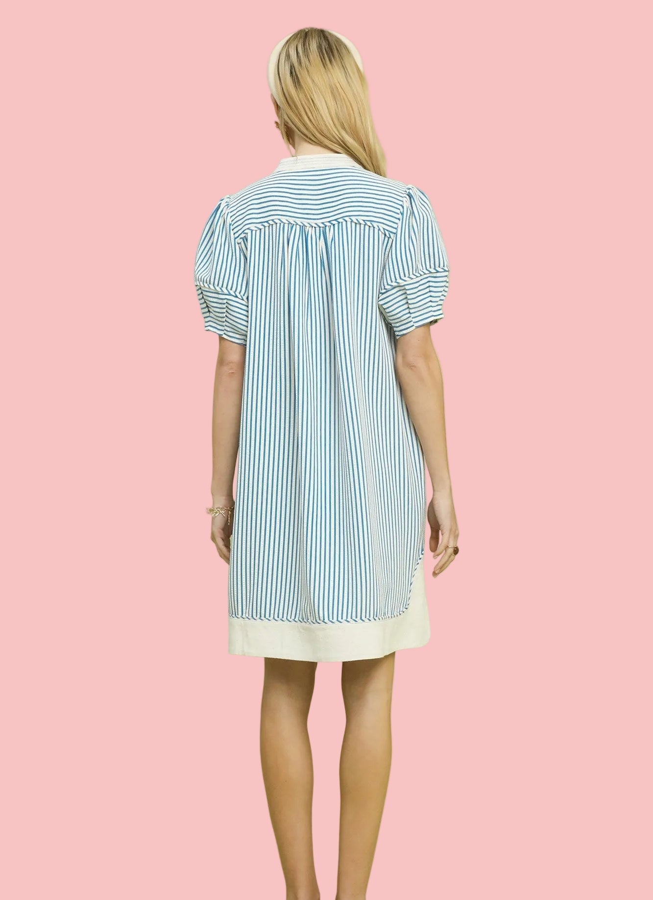 Precious Blue Pinstripe Dress