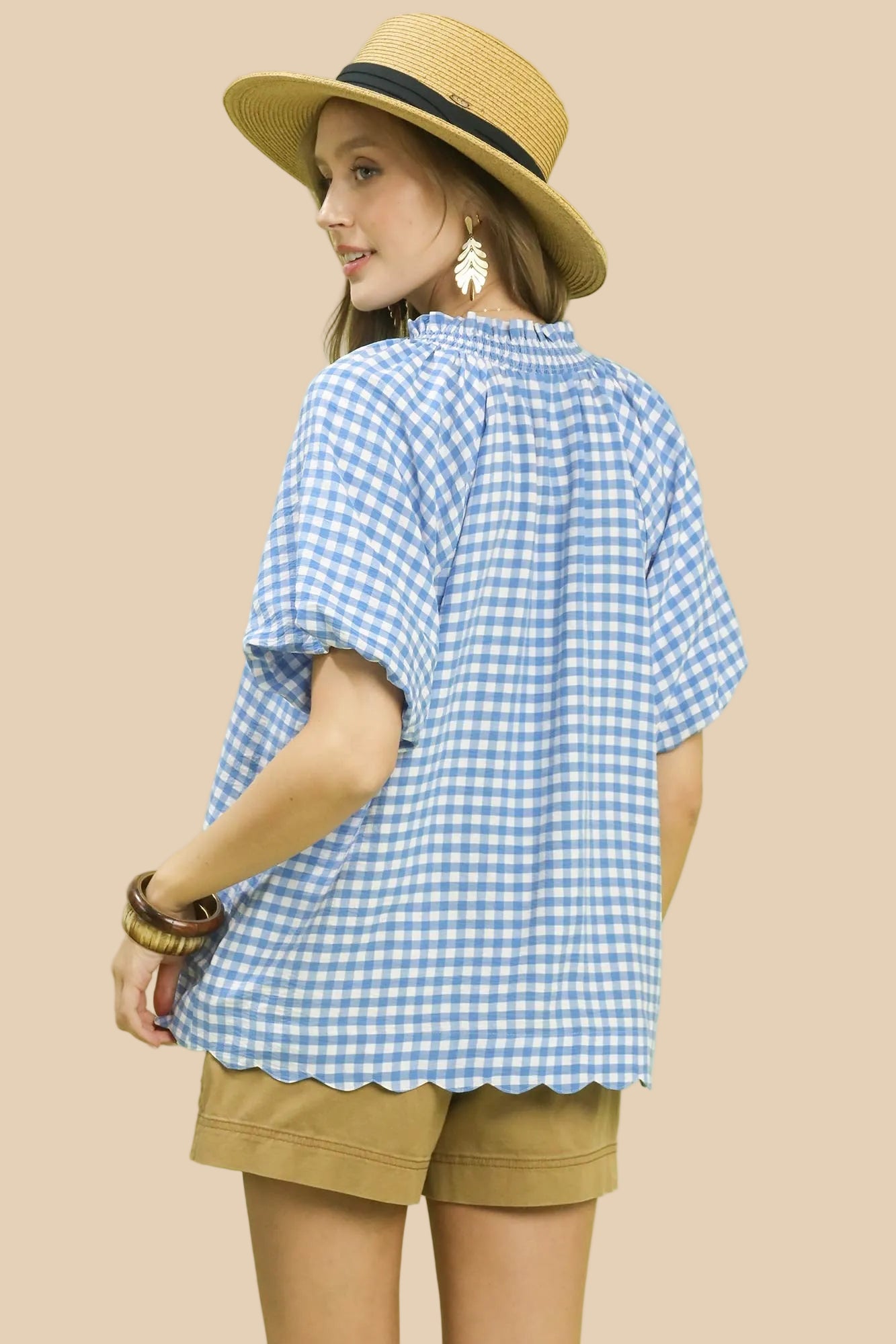 Gingham Light Blue Top