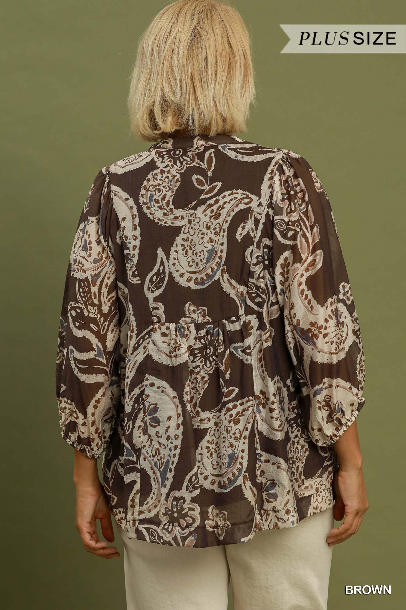 Brown/Gray Paisley Boho Top