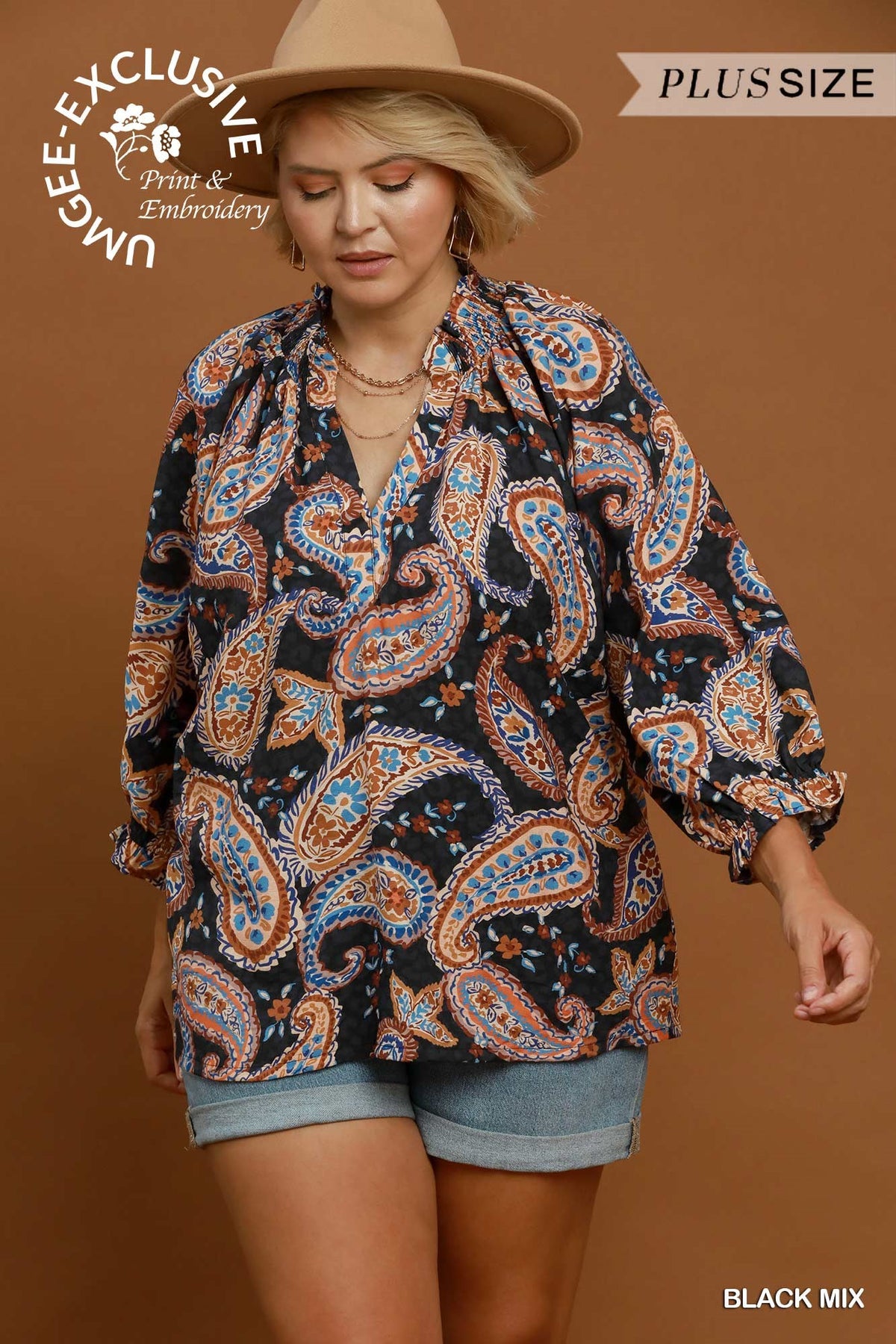 Black Paisley Tops
