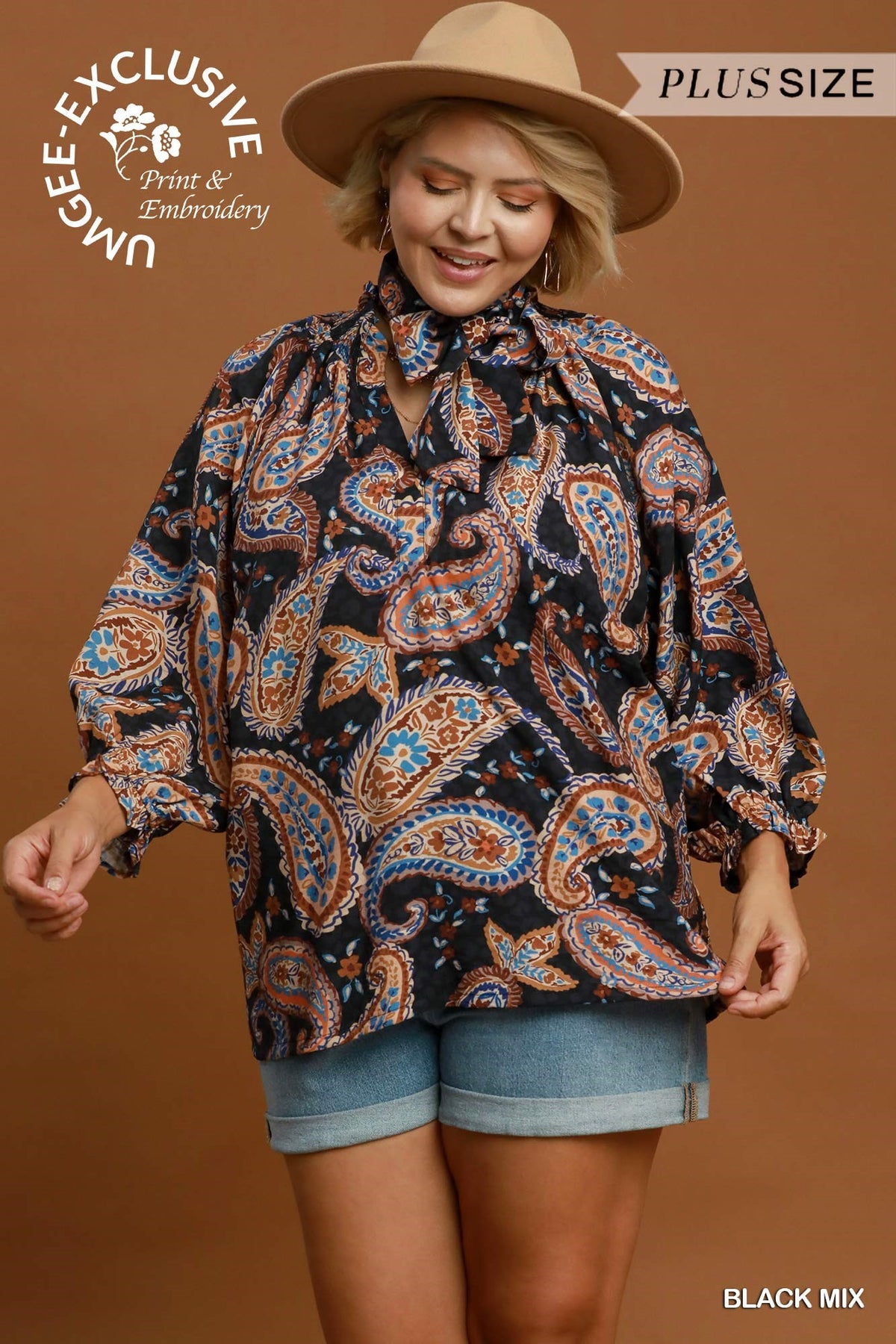 Black Paisley Tops