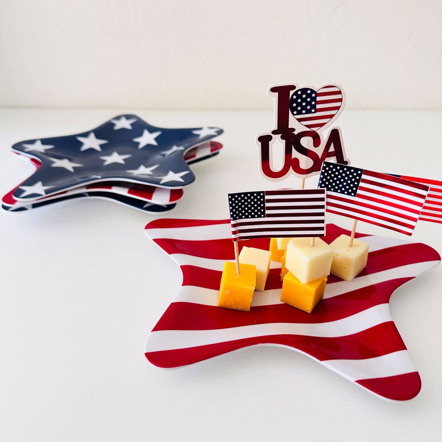 Patriotic Stripe Melamine 8" Plate