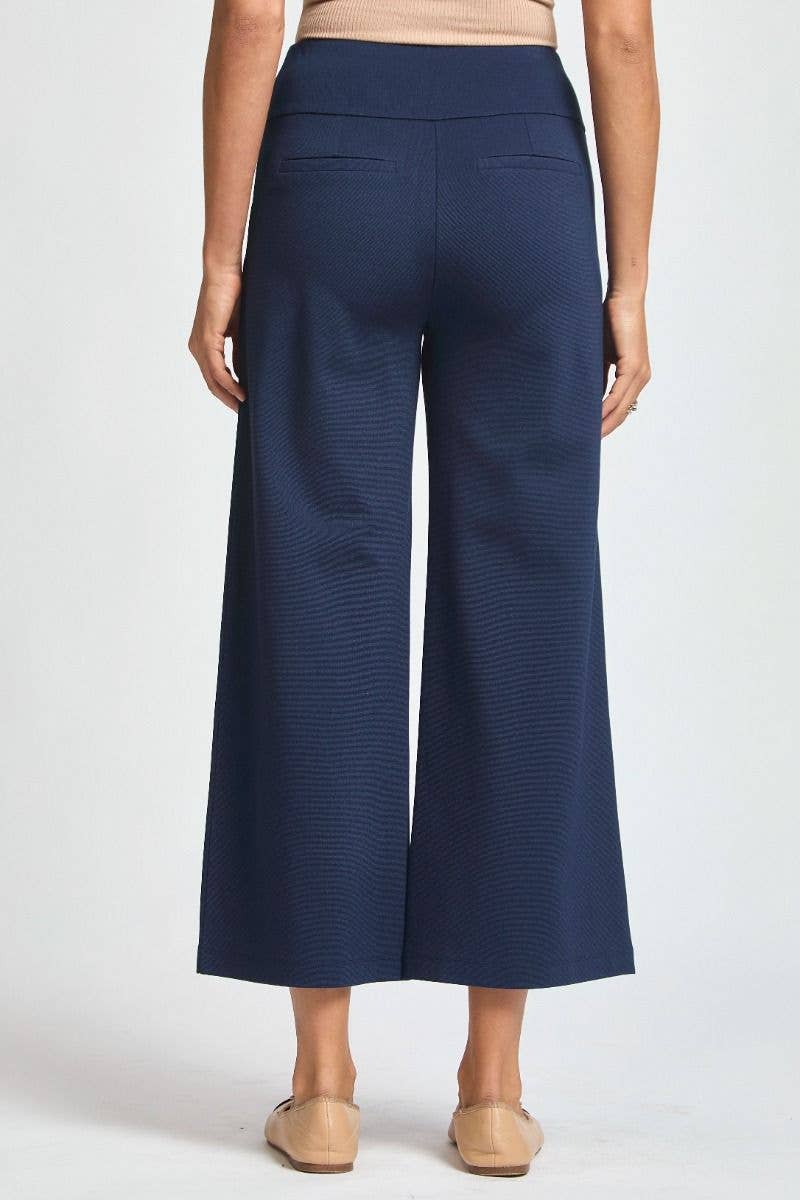 Navy High Waisted Magic Wide Crop Pants