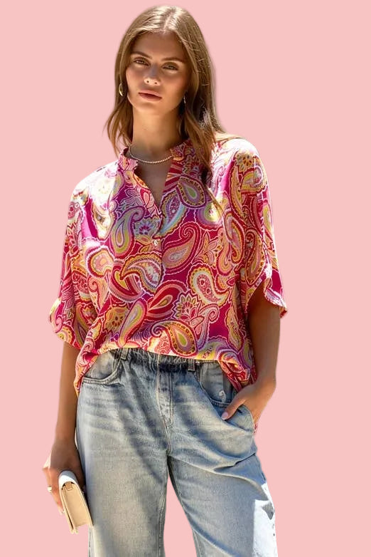 Hot Pink Breeze Sleeve Lizzy Blouse