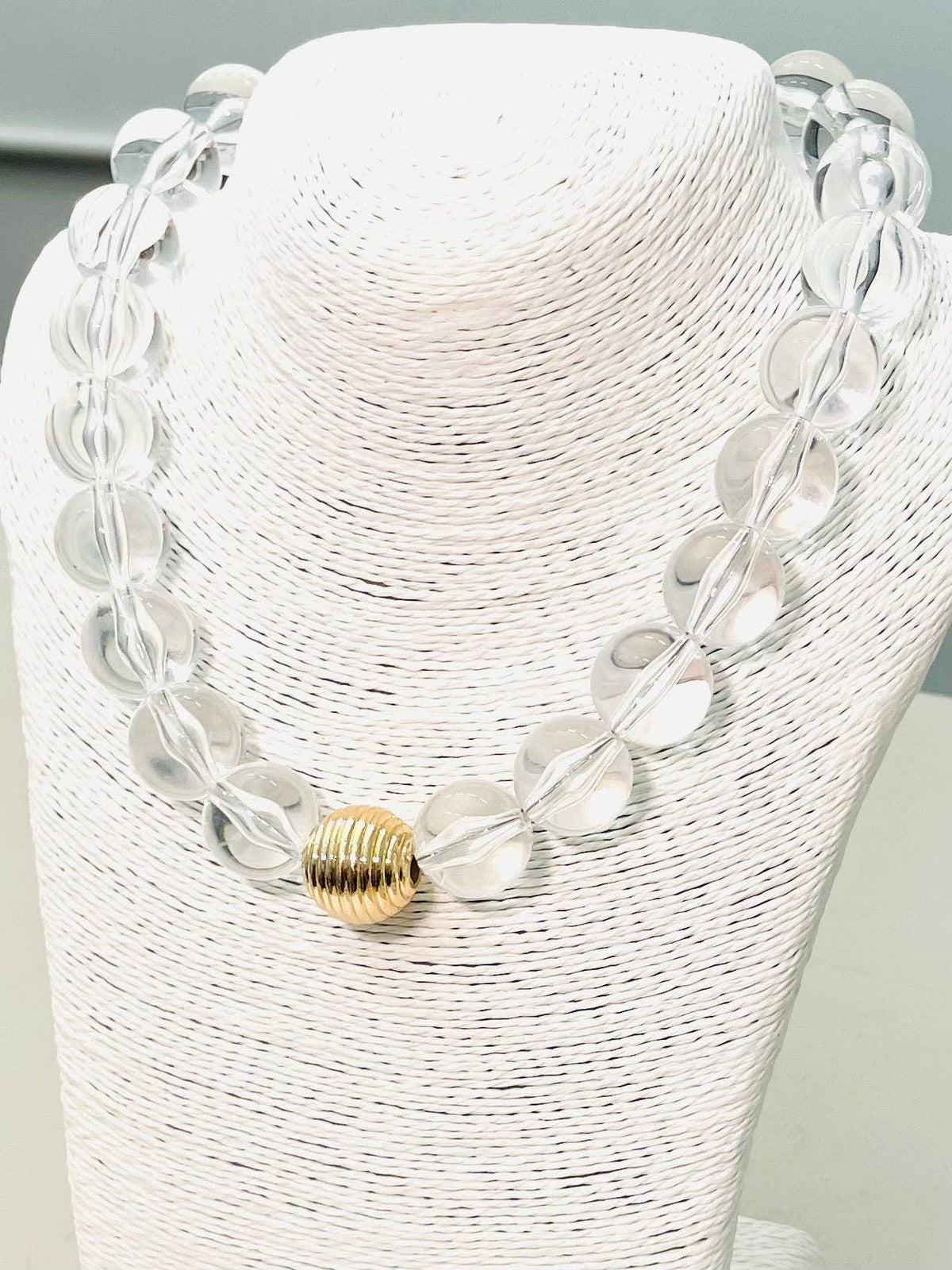 Clear/Gold Acrylic Big Ball Necklace